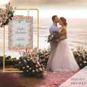 Wedding Welcome Sign Holder, Adjustable Easel Stand for Wedding Sign with Design Bundle Ribbon Leather Straps Heavy Duty Seating Chart Stand for Wedding Bridal All Kinds of Parties Reception Display