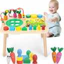 Activity Table, Montessori Toys for 1 2 Year Old Girls Boy Gifts, 7 in 1 Wooden Sensory Play Table for Toddler 1 2 3, Learning Toys for Baby 12-18 Months 1st Christmas Birthday Gifts