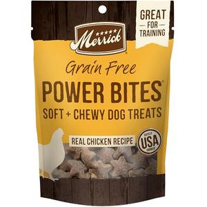 Merrick Power Bites Natural Soft And Chewy Real Meat Dog Treats, Grain Free Snack With Real Chicken Recipe - 6 oz. Bag BB FEB 2027