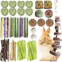 70Pcs Rabbit Toys For Bunnies Boredom,Bunny Toys,Bunny Treats for Rabbits Bunny Toys for Teeth, Papaya Stem, Timothy Stick, Apple Sticks, Sweet Bamboo, for Guinea Pig, Hamster, Chinchilla, Rat