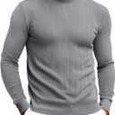 Runcati Mens Mock Turtleneck Sweater Slim Fit Casual Ribbed Knitted Pullover Fall Winter Basic Warm Sweaters, L