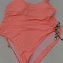 Viottiset Women's Ruched High Cut One Piece Swimsuit Tummy Control Bathing Suit Monokini (XX-Large, Coral)