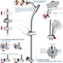 7.5" Rotatable Dual Shower Head with Handheld Combo, Kids Friendly Low 3-Way Diverter, Adjustable Slide Bar for Whole Family Use, Enjoy High Pressure Rainfall Spa Shower, Polished Chrome Finish