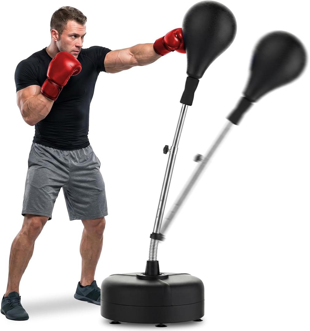 FitinOne Punching Bag with Stand, Boxing Bag Height Adjustable for Teens & Adults, Speed Bag for Training, Boxing Equipment for Home Gym, Fitness & Stress Relief, 18"x 8"