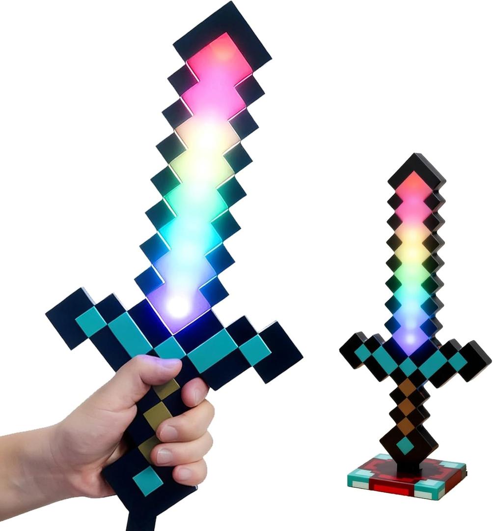 11-Color Diamond Sword-Style Night Light, Color-Changing Gaming Desk Lamp Ornament, Perfect Toy Model Gift for Game Room Decoration