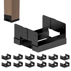 12 PCS 6x6 Black Galvanized Post Base Steel Inter 5.5x5.5 Wood to Concrete Adjustable Post Anchor with 1" Standoff for Deck Patio Gazebo Pergola
