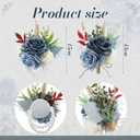 Canlierr 2 Pcs Dusty Corsage and Boutonniere Set Men Boutonnieres Corsage Bracelets Wristlet Band Wedding Flowers Accessories for Men Prom Suit Decorations(Blue)