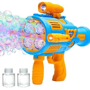 Bubble Machine Gun for Kids Toys,Bubble Gun with Upgraded 4 Fan Drives (Bulit-in 3 oz Bubble Solution) and Colorful Lights, Outdoor Birthday Party Festivel Gifts Wedding Toys