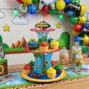 2 x Blue Speed Racer Cupcake Stand, 3 Tier Dessert Holder for Gamer Party Supplies, Fast Track Adventure Golden Ring Theme Birthday Decorations for Boys Girls Kids (Adventure Style)