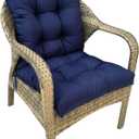Outdoor Patio Chair Cushions Waterproof for Outdoor Furniture Thick Tufted Wicker Chair Cushion with Back Indoor Navy Blue Rocking Chair Pads,41.7"*20.8"*3.5" for Home Office