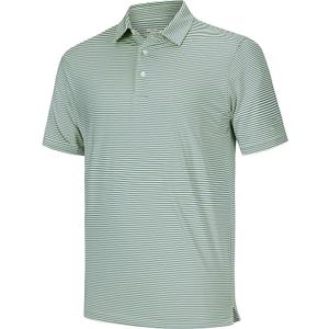 Willit Men's Golf Polo Shirts Short Sleeve Striped Performance Moisture Wicking, Yellow Stripe, XXL