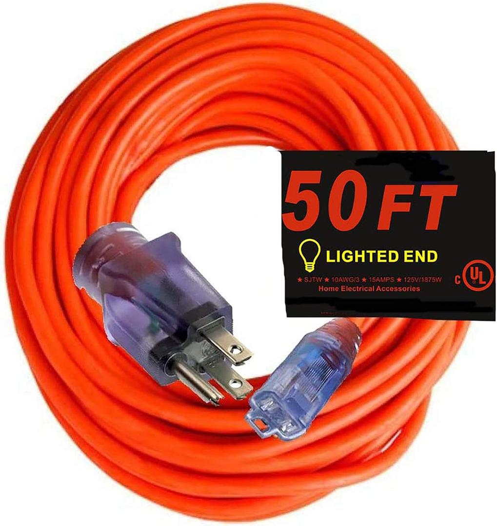 Century 50 ft 10 gauge extension cord - Extension Cord With Lighted Ends (50 Orange)