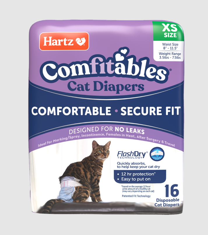 Hartz Comfitables Cat Diapers, Size XS 16 Count, Comfortable & Secure Fit, Easy to Put On