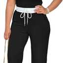 HTD Womens 2 Piece Outfits Casual Sweatsuits Set Short Sleeve Matching Sets Tracksuit (X-Large, Black)