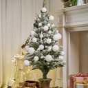 Christmas Ball Ornaments Set Assorted Shatterproof Ornaments 63 PCS Shaped Styles Xmas Tree Holiday Decorative,White