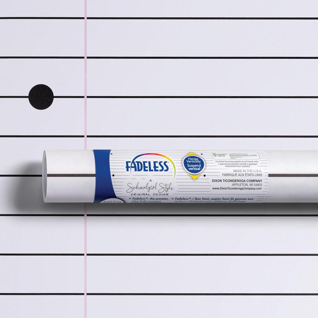 Fadeless Schoolgirl Style Bulletin Board Paper, Passing Notes, 47.25" x 25', 1 Roll, 47" x 300"