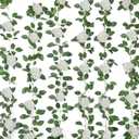 6PCS Artificial Rose Vine 50FT Silk Flowers Garland White Rose Fake Hanging Ivy Vine for Wedding Arch Table Centerpiece Home Table Wall Decor