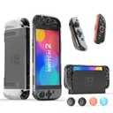 2 x STARTRC GAMES Protective Case Compatible with Nintendo Switch 2, Transparent Protective for Nintendo Switch 2 (2025) with TPU Grip Cover Case and Thumb Caps, Shock-Absorption and Anti-Scratch Design