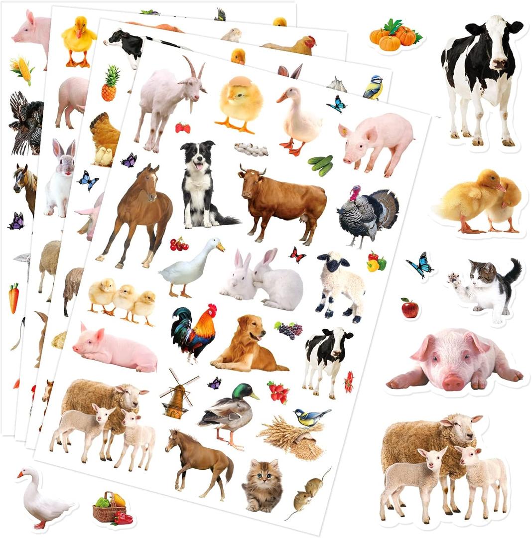 Farm Animals Stickers Party Supplies 720 Counts Barnyard Animals Stickers for Water Bottle Scrapbook Phone Case Laptop Calendar Planner Stickers for Kids Boys Girls Birthday Party Gifts Decoration, Middle