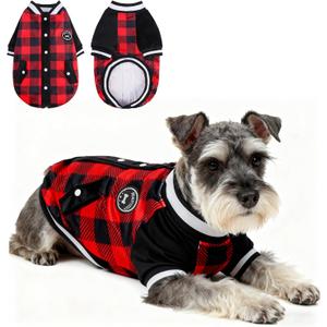 BEAUTYZOO Dog Sweaters for Small Medium Large Dogs, Dog Hoodie Warm Fleece Dogs Winter Clothes Cute Stylish Boy & Girl Dog Sweatshirts, Red Sport Coats Baseball Uniform Jackets for Puppy, SM (S/M (Back: 14",Chest: 19"))
