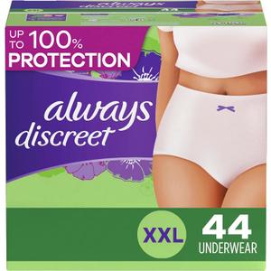 Always Discreet Adult Incontinence & Postpartum Underwear For Women, Size Xxl, Maximum Absorbency, Disposable, 22 x 3 Packs (44 Count total)