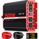 1500W Power Inverter 12V DC to 110V/120V AC Converter, Peak Power 3000W Car Inverter with LCD Display, 2 AC Outlets, 3.1A USB Port for Vehicles, Camping, Travel, Emergency Use (Red)