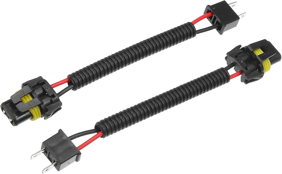 ACROPIX 2 Pcs H7 Male to 9005 9006 Female Extension Wire Harness Headlight Fog Lamp Bulb Socket Adapter Pigtail, Universal for Car Truck Durable Plastic Black Car Parts