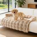 Cloud Pet Sofa Bed, Non-Slip Plush Dog Cat Mat, Cozy Non-Slip Washable Fluffy Plush Pet Mat for Small Medium Dogs & Cats, Furniture Protector, Pets Couch Bed (Coffee)