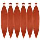 Ginger Orange Braiding Hair Pre Stretched Knotless Braiding Hair 6 Packs Synthetic Ginger Hair Extension for Braiding