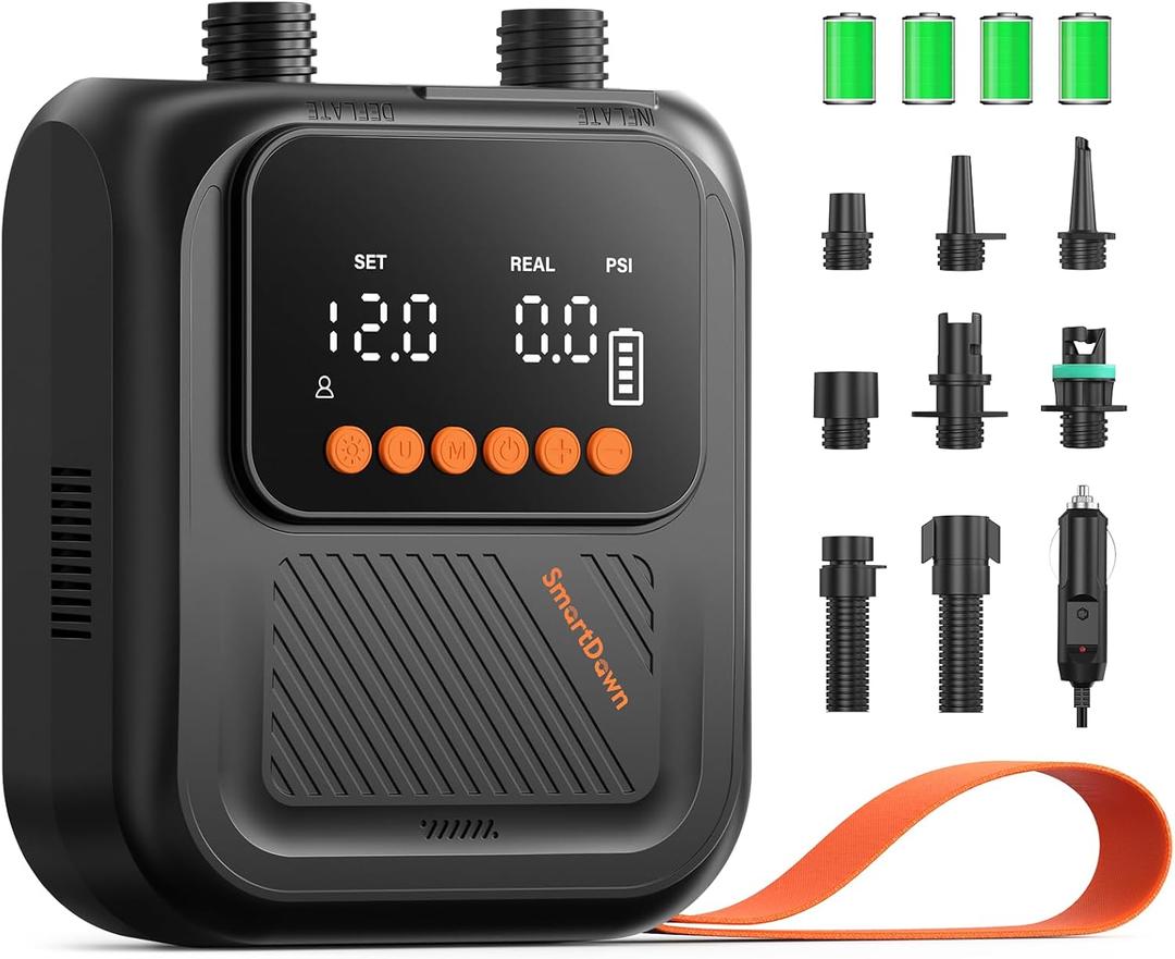 Rechargeable Paddle Board Pump, 2025 Portable SUP Air Pump with Dual Stage Inflation, 3x4500MAH, Up to 20 PSI, 30% Faster with Auto-Off, Ideal for Kayaks, Boats, and Tents (Black)