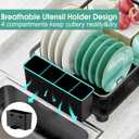 Hiviweer Dish Drying Rack - Space-Saving Dish Rack,Dish Racks for Kitchen Counter with Drainboard, Rustproof Dish Drainer with a Removable 4-Compartment Utensil Holder,Black