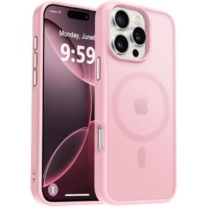 MOCCA Strong Magnetic for iPhone 16 Pro Phone Case, [Compatible with Magsafe][16FT Mil-Grade Drop Protection] Slim Thin Translucent Matte Protective Cover Case for iPhone 16 Pro Case, Pink