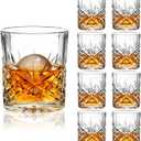 Encheng Whiskey Glasses Set of 8,10 oz Bourbon Cocktail Glass with Heavy Base,Old Fashioned Rocks Glasses,Clear Lowball Drinking Glass for Men,Vodka,Scotch,Liquor,Spirits
