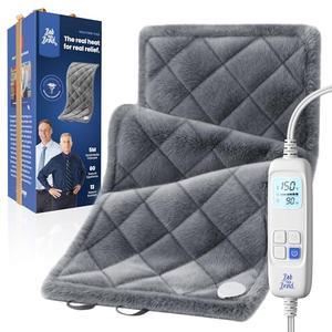 BOB AND BRAD Far Infrared Weighted Heating Pad for Back Pain Relief, FSA-HSA Eligible, 12"x24" Electric Heat Pad With Auto Off, 6 Heat & Hands-Free Strap, Moist Heat Therapy for Neck, Shoulder, Cramps