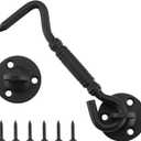 HOME MASTER HARDWARE Barn Door Hook and Eye Latch 4" Privacy Hook Lock Hardware Rust-Proof Gate Latch Cabin Hooks for Sliding Doors,Bathrooms,Outdoor,Windows,Bedrooms,Cabinet,1 Pack Black with Screws