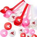 PullCrease 24 Pack Valentine's Day Spoon Relay Race Toy Set , Heart Ball and Spoon Race Game for Indoor Outdoor Office Party Supplies Favors(White, Pink, Red,Angel)