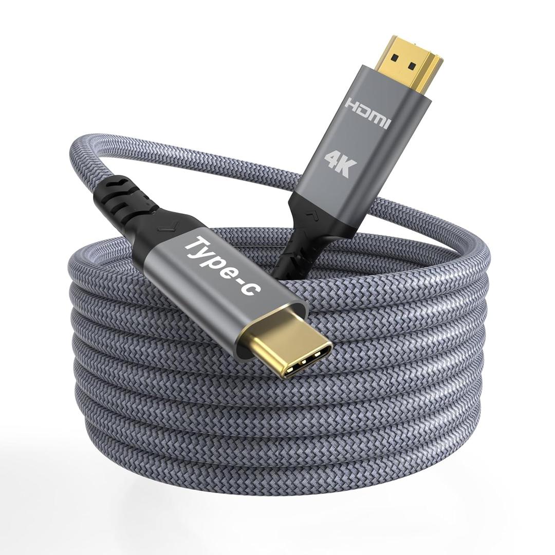 Quntis USB C to HDMI Cable 10FT, 4K Type C to HDMI Adapter Thunderbolt Compatible with iPhone 15 Pro Max Plus, MacBook Pro/Air, iPad Pro, Android Galaxy S23/S22/S20, XPS, Surface Pro, Steam Deck