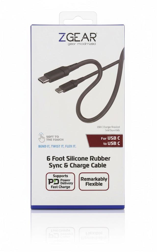 ZGEAR 6 Foot Silicone Rubber USB-C Sync & Charge Cable | Charging Cable