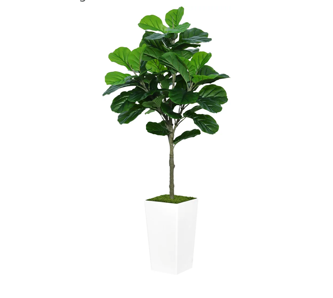 Fiddle Leaf Fig Tree Artificial 5FT - Faux Fiddle Leaf Fig Tree with White Tall Planter - Fake Ficus Lyrata Floor Plant Potted - Artificial Fig Tree for Home Office Living Room Decor Indoor