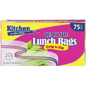 Quart Size Grip N Zip Bags, Case of 1800 (24 packs x 75)