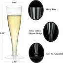 Bestluck 100 Pack Champagne Flutes Plastic, 4.5 oz Silver Glitter Plastic Disposable Stemware, Disposable Champagne Flutes for Party, Mimosa Bar, Wedding, Anniversary and Graduation