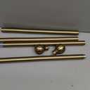 Warm Gold Curtain Rods for Windows Small 28 to 48 Inch 1" Diameter Short Adjustable Heavy Duty Antique Brass Metal Decorative with Finials Vintage Brushed Bronze for Living Room Bedroom Kitchen