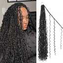 Goddess Locs Crochet Hair 24inch 9 Packs 1B# Boho Faux Locs Crochet Hair with Curly Ends Pre Looped Bohemian Locs for WomenNatual Black