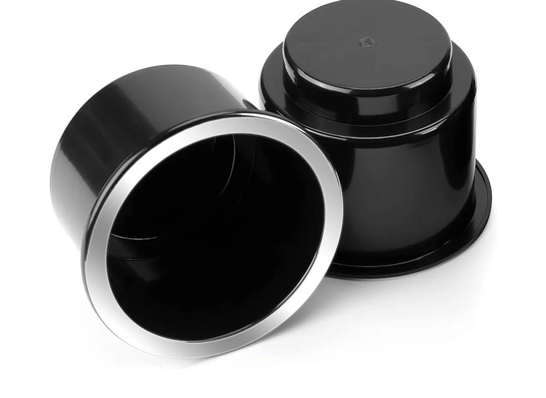JoyTutus Cup Holder Insert 2pcs for RV Boat Car Couch Golf Cart, Elegant Chrome, Large Plastic Universal Drop in Cup Holder for Pontoon Table Sofa