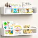 upsimples 2 Pack Nursery Book Shelves, 15.7 Inch Floating Bookshelves for Wall, Baby Nursery Decor, Small Solid Wood Wall Mounted Shelves for Baby Kids Boys Girls, White