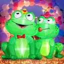 DomKom 5FT Valentines Day Inflatables Outdoor Decorations, Frog Couple Blow Up Build-in Led Lights for Wedding Party Garden Yard Lawn Dcor