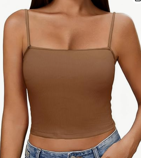 Ekouaer Womens Ribbed Spaghetti Strap Tank Top Crop Camisole Tops Going Out Basic Summer Cami 2026, Small
