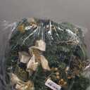 9Ft Christmas Garland Prelit with Gold Berries and Balls,Flower and 50 Lights Plug in,Holiday Decoration Fireplace Stairs Mantle Door Indoor Outdoor