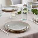 PLASTICPRO 32 Pack Elegant Disposable Plastic Plates Combo Set Includes 16 Dinner Plates and 16 Salad Plate Heavy Duty Fancy Party Plate Grey Granite Plates with Gold rim