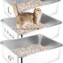 Stainless Steel Litter Box, 3 Pack 19.7"x13.8"x5.9" Large Metal High Sided Cat Litter Pan, Stainless Steel Box Splash-Proof and Non-Stick Cat Poop Box odorless